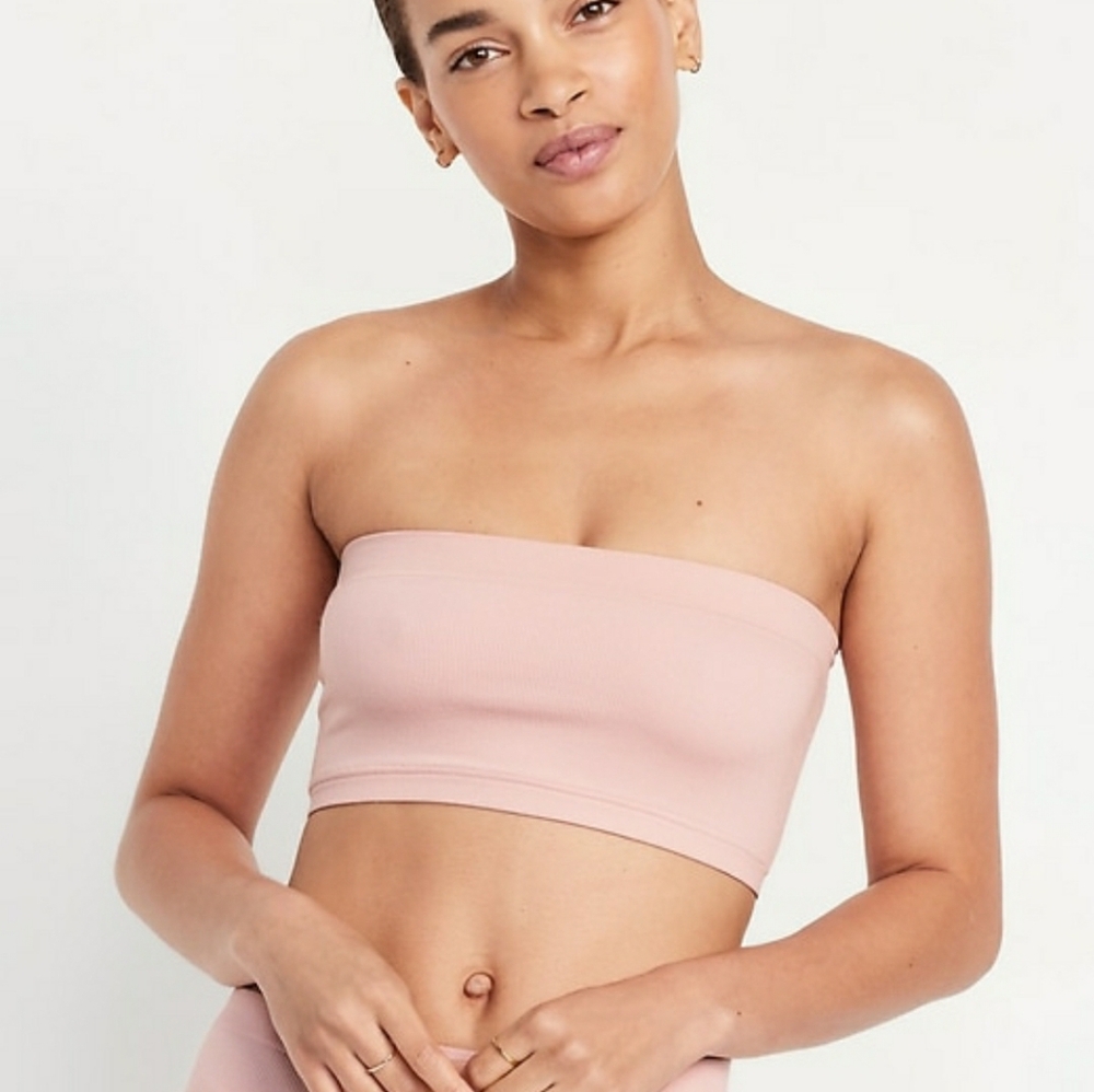 Old Navy Women’s Seamless Longline Bandeau Bra Light Pink New
